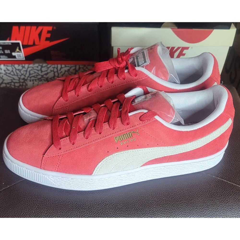 Puma Suede Classic+ High Risk Red White Men's Size 10 Sneakers 352634-65 NWB